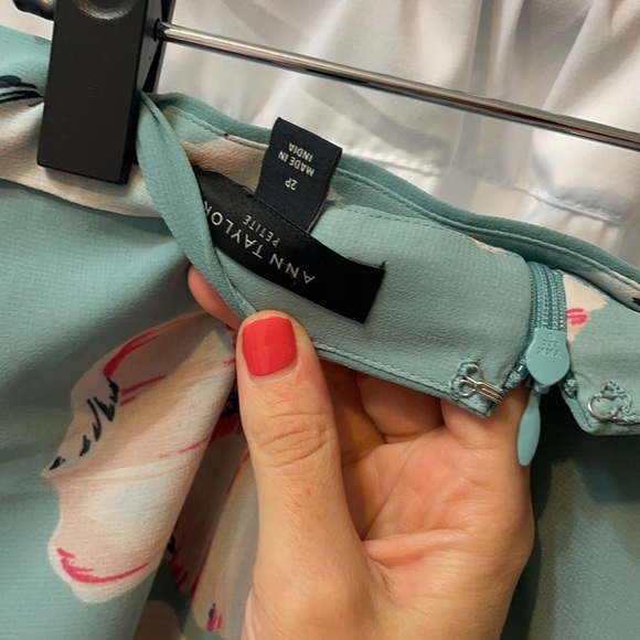 Ann Taylor petite teal floral tiered skirt - Picture 7 of 7